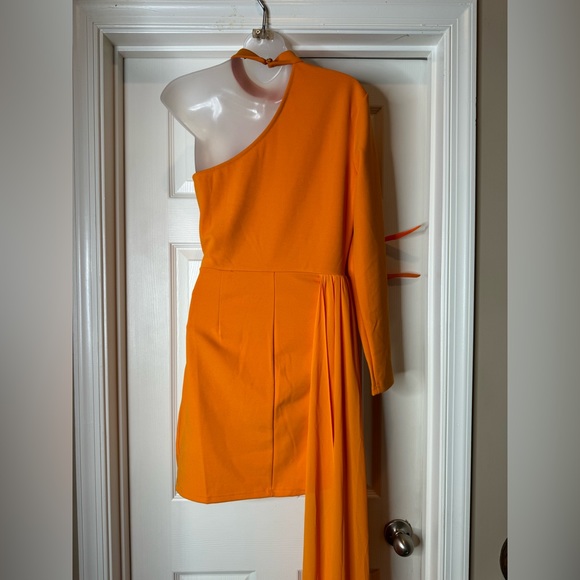 One Shoulder Feather Mini Dress - Picture 6 of 7